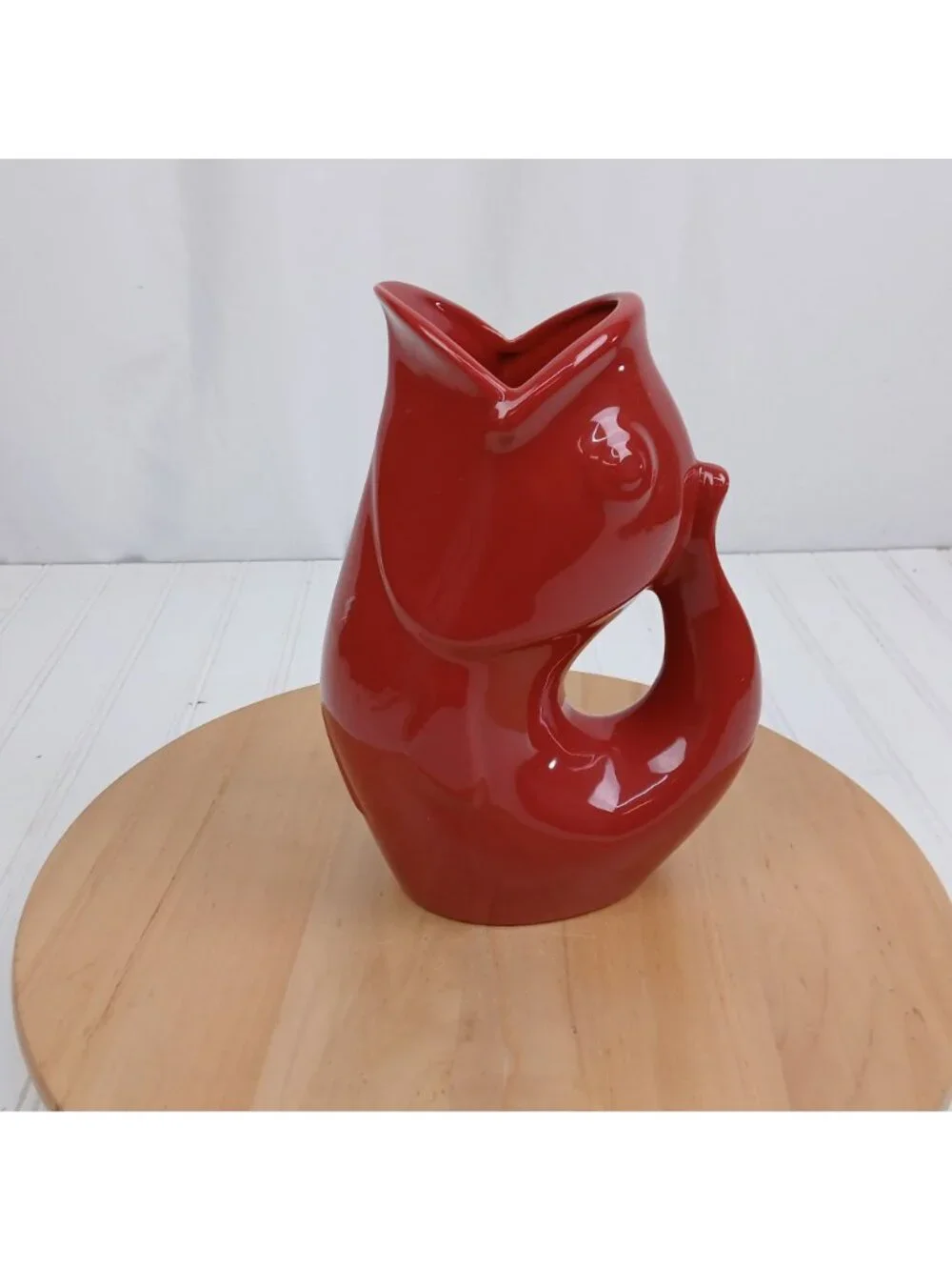 Red GurglePot Fish Pitcher Vase Large 9.5